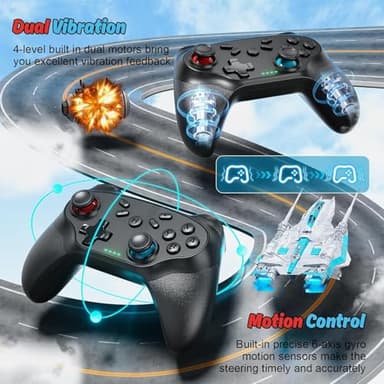 Wireless for Nintendo Switch Controller, for Switch 2/1 Lite/OLED/PC/Android/IOS, for Switch Controllers with, Dual Vibration, Screenshot Function, Bluetooth, Turbo Function 2 Pack - Image 4