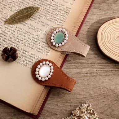 2PCS Vintage Magnetic Leather Bookmark, Leather Magnetic Bookmarks for Women, Magnetic PU Bookmarks Clip Book Accessories - Image 1