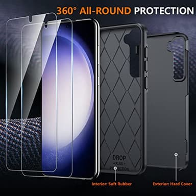 SPIDERCASE Designed for Samsung Galaxy S23 Case, [10 FT Military Grade Drop Protection], 2 Pack [Tempered Glass Screen Protector+Camera Lens Protector] Heavy Duty Shockproof Case, Black - Image 6