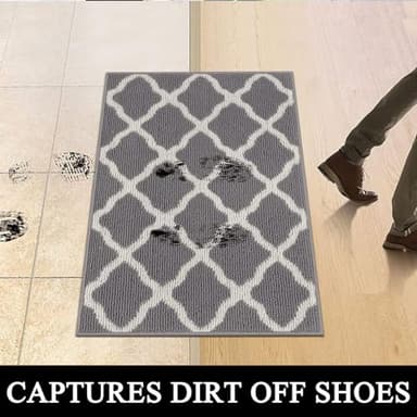 SHACOS Door Mats 20"x32" Indoor Washable Kitchen Entryway Rug Non Slip Absorbent Floor Mat for Home Entrance Garage, Light Gray - Image 5