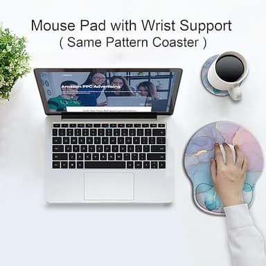 Ergonomic Mouse Pad with Wrist Support Rest,Large Mousepad Gel Wrist Rest, with Coaster Non-Slip & Pain Relief for Computer, Desk, Home&Office-Blue Marble - Image 7
