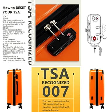 Coolife Luggage Expandable(only 28") Suitcase PC+ABS Spinner 20in 24in 28in Carry on (white grid new, S(20in)_carry on) - Image 6