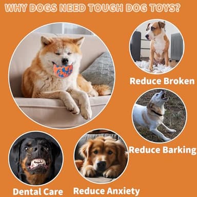 CyperGlory 2 Pack Indestructible Dog Tennis Balls for Aggressive Chewers: Interactive Pet Toys, Herding and Jolly Ball for Dogs, Durable, Bouncy, and Water Toy Fetch Balls (White, Orange) - Image 3