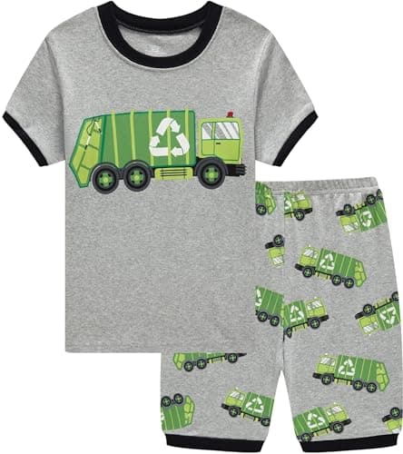 Akyzic Boys Pajamas 100% Cotton Rubbish Truck Pjs Kids Short Sleeve 2 Piece Sleepwear Toddler Boys Summer Pajamas Clothes Sets 3-10T 6790-10T - Image 1