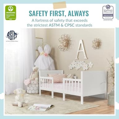 Dream On Me Hudson 3 In 1 Convertible Toddler Bed In White, Greenguard Gold Certified, JPMA Certified, Non Toxic Finishes, Made of Sustainable New Zealand Pinewood - Image 2