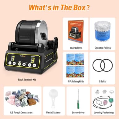 C1 Rock Tumbler Kit - Professional Large 2.5LB Capacity, Up to 5X More Noise Cancelling, Adjustable Timer & Speed with Full Accessories & Memory Function, Ideal for Adults Kids - Image 8