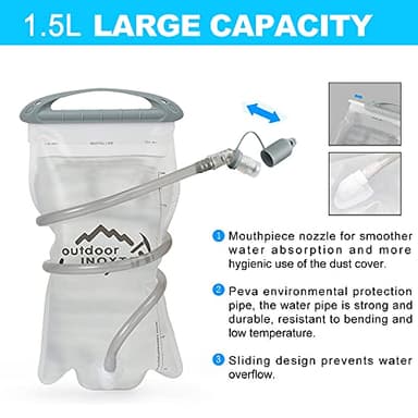 INOXTO Running Hydration Vest Backpack,Lightweight Insulated Pack with 1.5L Water Bladder Bag Daypack for Hiking Trail Running Cycling Race Marathon for Women Men (Light Gray) - Image 5