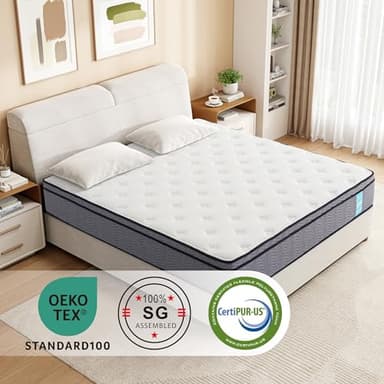 LIKIMIO Full Mattress, 12 Inch Memory Foam Mattress for Pressure Relief, Medium Firmness, Individually Wrapped Coils Breathable Knitted Fabric with Motion Isolation, Non-Slip CertiPUR-US Certified - Image 2