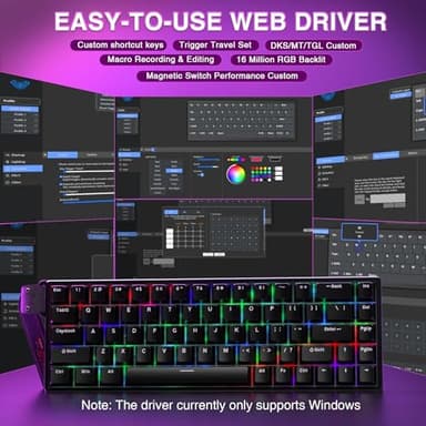 AULA WIN68 HE Mechanical Gaming Keyboard 60%, Hall Effect Magnetic Switch, Fast Trigger Mode Adjustable Actuation, 8000Hz Polling Rate, RGB Backlit, Wired Black Keyboard for Laptop/PC Gamer - Image 5