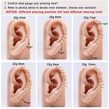 FANSING 18g 7mm Nose Hoop 18 Gauge Hinged Seamless Piercing Jewelry Ring for Septum Helix Cartilage Earlobe Lip Daith Tragus Rook & Conch 18k Gold-plated Surgical Steel - Image 6