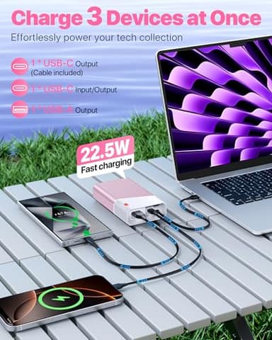 Portable Charger 20000mAh, 22.5W PD 3.0+QC 4.0 Fast Charging Power Bank, Cooler & Unbreakable Aerospace Metal Case for iPhone 16 15 14, Android, iPad, Samsung Google Tablet & More (Travel Essential) - Image 3