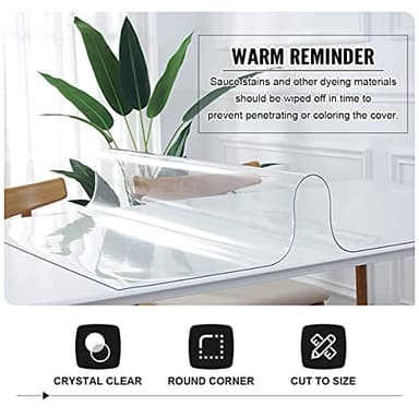 Royhom Clear Table Cover Protector 2mm Thick 88 x 42 Inch Waterproof Plastic Cover for Dining Room, Wood, Countertop, Kitchen Table - Image 4