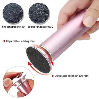 Dr.Pedi Electric Callus Remover for Feet Speed Adjustable Electric Foot File with 60pcs Replacement Sandpaper Discs Pro Pedicure Foot Filer Dead Dry Hard Skin Calluses Foot Grinder Pink - Image 4