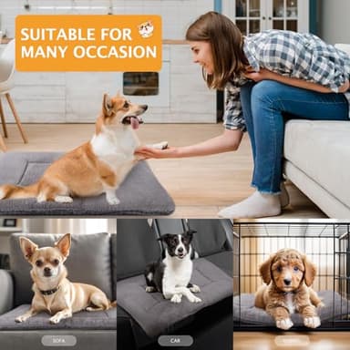 Vetasac Reversible Dog Bed Mat with Plush and Corn Velvet,Soft Warm Pet Cushion, Dual Purpose Washable Sleeping Mattress Bed for Small Medium Large Dog and Cat XB004 (42"x28", Light Grey) - Image 2