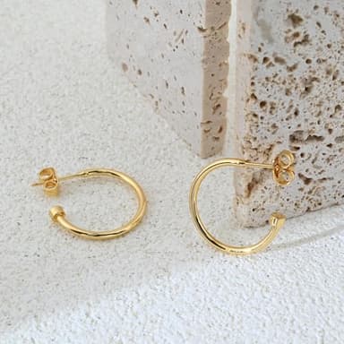 14K Gold Plated Hoop Earrings Minimalist Small Open Hoop Earrings for Women Golden Plated Earrings for Women - Image 4