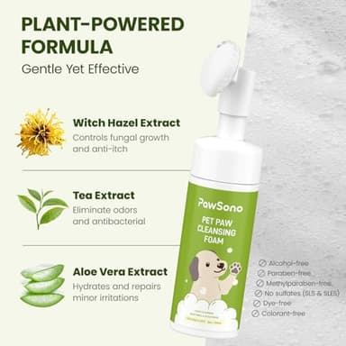 PawSono Paw Cleaner for Dogs & Cats, No-Rinse Foaming Pet Foot Washer with Built-in Scrubber Brush for Dirty, Muddy Paws – Suitable for Small, Medium & Large Dogs, Puppies, Kittens (5 fl oz) - Image 7