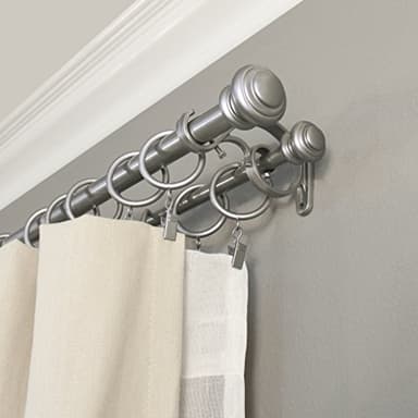 Decopolitan Urn Telescoping Double Drapery Rod Set, 36-72", Antique Silver - Image 9