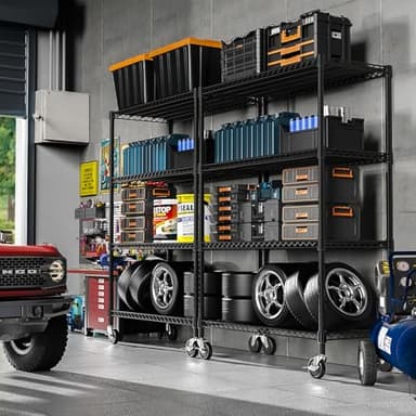 M MZG Industrial Metal 4 Tier Shelving for Garage, Pantry, Warehouse, Basement Utility Room, Storage Rack Metal Shelving Unit, Shelf Organizer, Black 23.6" D x 53.2" W x 73.6" H - Image 2