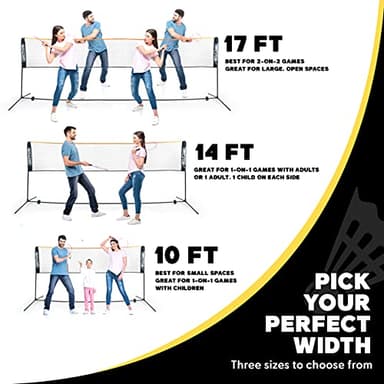 BOULDER Portable Badminton Pickleball Net - Foldable / Extendable Poles for Multiple Sports Heights (UP to 5 ft) - Ideal for Tennis, Pickleball, Soccer Tennis - Easy Setup (Black, 17 FT) - Image 5