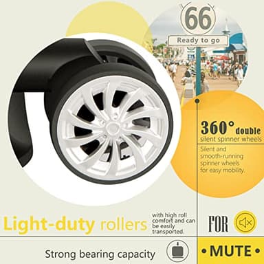 Coolife Luggage Expandable(only 28") Suitcase PC+ABS Spinner 20in 24in 28in Carry on (white grid new, S(20in)_carry on) - Image 3