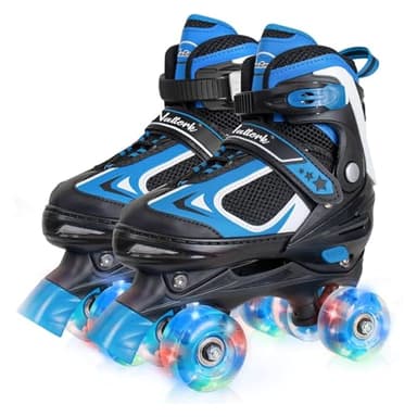 Nattork Kids Roller Skates for Boys Girls, 4 Sizes Adjustable Quad Skates with Light up Wheels,Beginner Kids Roller Skates Indoor Outdoor - Image 1