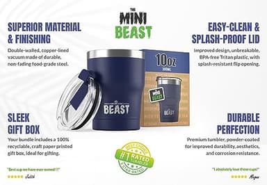Beast 10 oz Tumbler Stainless Steel Vacuum Insulated Coffee Ice Cup Double Wall Travel Flask (Royal Blue) - Image 7