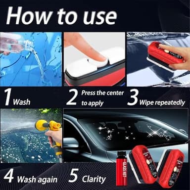 3PCS Automotive Oil Film Cleaning Brush for Car Windows, 9.52 oz Reusable Anti Fog for Car Windshield Cleaner Tool, All-in-One Glass Cleaning Board Set - Image 5