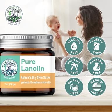 ProSeed Handmade Pure Lanolin Balm – US Pharmacopeia Grade for Moms, Babies & Skin Essentials – Single Ingredient Moisturizer for Dry, Sensitive Skin – Glass Jar, 2oz - Image 3