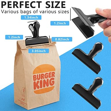 Bag Clips, Heavy Duty Stainless Steel Chip Clips, 8 Pack Food Bags Clamp Great for Kitchen Office to Seal Coffee Bags, Paper Sheets - Pack of 8 - Image 2