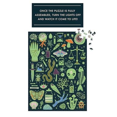 Galison Occult and Curious – 1000 Piece Glow in The Dark Jigsaw Puzzle Featuring an Eerie Collection of Creepy and Spooky Objects - Image 3
