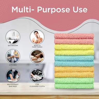 DecorRack 10 Pack 100% Cotton Wash Cloth, Luxurious Soft, 12 x 12 inch Ultra Absorbent, Machine Washable Washcloths, Assorted Colors (10 Pack) - Image 6