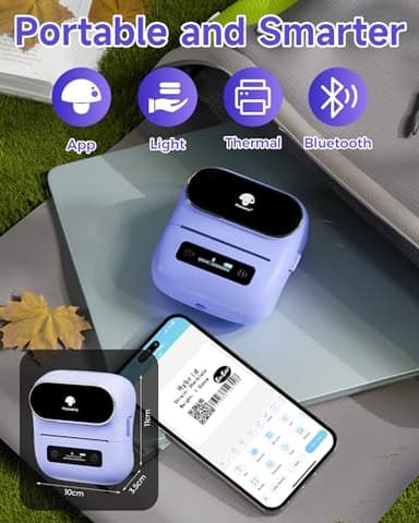 Phomemo M220 Label Maker, Bluetooth Thermal Label Maker Machine for Barcode, Address, Home, Mailing, Small Business,Clothing, Portable Wireless Printer with 1 Rolls Label, Purple - Image 9