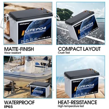 Mehrpow 12V 300Ah LiFePO4 Lithium high-capacity MINI Battery Bluetooth | 200A BMS, 8000 Cycles, 3840Wh, Low Temp Cutoff | Solar/RV/Trolling Motor, Marine, Off-Grid - Image 6