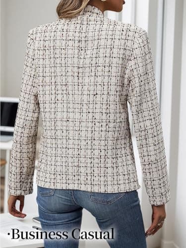 Spring Jackets for Women 2025 Lightweight Light Business Casual Cute Fashion Trendy Sweatshirt Plaid Blazers Women's Clearance Cardigan Work Professional Womens Jacket Suit Suits - Image 5