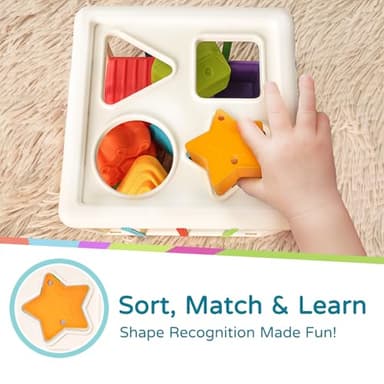 LiKee Shape Sorter Toys for 1+ Years Old, 10pcs Montessori Baby Blocks, Sensory Toddler Learning Toy for Fine Motor Skills, Infant Developmental Toys Gift for Boys Girls Ages 18+ Months - Image 5