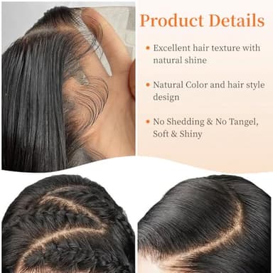 YetFree 28 Inch Body Wave Lace Front Wigs Human Hair Pre Plucked 13x6 HD Lace Frontal Wigs Brazilian Virgin Human Hair 200 Density Glueless Body Wave wig with Baby Hair Natural Black - Image 3