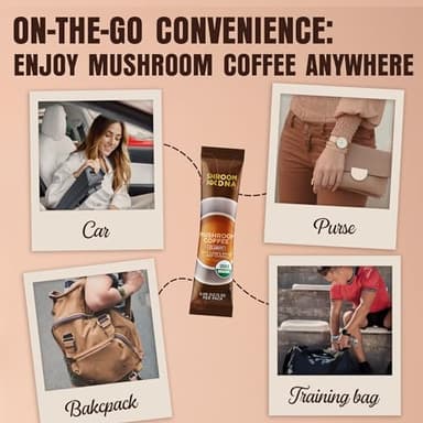 ShroomDNA Mushroom Coffee Blend with Chaga & Lion's Mane | Instant Focus + Clarity All Day | Organic + Vegan + Gluten Free | No Added Sugar | 20 Count - Image 3