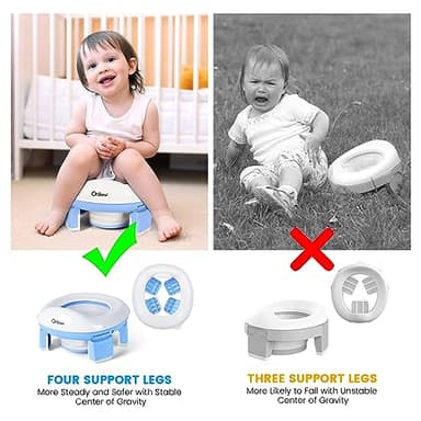 Orzbow Portable Potty Training Toilet for Boys and Girls with Storage Bag - Foldable Travel Potty Chair, Toddler Potty Seat for Indoor and Outdoor, Easy to Clean, Includes Free 40pcs Travel Bags, Blue - Image 7