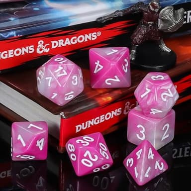 QMay DND Dice Sets - 6 X 7 Polyhedral Dice (42pcs) with 6 Drawstring Bags for Dungeons and Dragons, RPG, MTG,Role Playing Table Game - Image 9