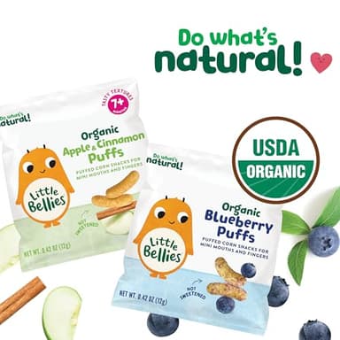 Little Bellies Organic Puffs Variety Pack, Blueberry & Apple and Cinnamon (Pack of 18) - Image 4