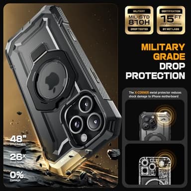 SUPCASE for iPhone 16 Pro Max Case with Camera Control Capture Button (Unicorn Beetle Grip), [Built-in Stand] [Compatible with MagSafe] Heavy Duty Magnetic Phone Case for iPhone 16 Pro Max, Black - Image 4