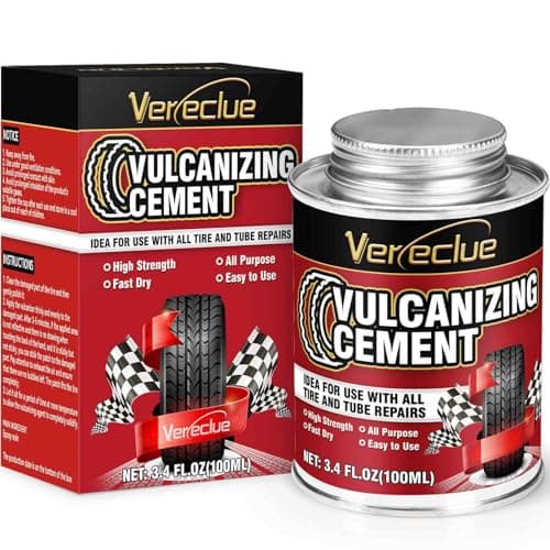 Chemical Vulcanizing Cement 3.4FL.Oz, All Purpose Tire Repair Rubber Glue, Dry Clear Rubber Cement, Tire Patch Glue with Brush Top Can for Car, Motorcycle, Bike Tires - Image 1