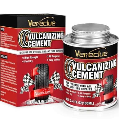 Chemical Vulcanizing Cement 3.4FL.Oz, All Purpose Tire Repair Rubber Glue, Dry Clear Rubber Cement, Tire Patch Glue with Brush Top Can for Car, Motorcycle, Bike Tires - Image 1