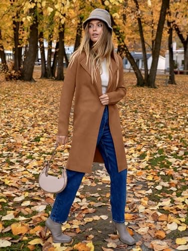 ANRABESS Women's Long Cardigans Sweater 2025 Fall Dressy Casual Lapel Knit Warm Trench Coatigan Oversized Blazer Jacket Coat Caramel Small - Image 4