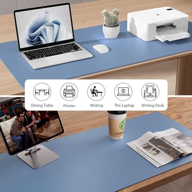 Aothia Leather Desk Pad Protector, Office Mat, Large Mouse Pad, Non-Slip PU Leather Blotter, Laptop Desk Pad, Waterproof Writing Pad for Office and Home (Denim Blue, 31.5" x 15.7") - Image 5