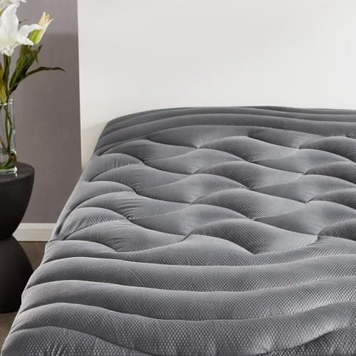 SLEEP ZONE Cooling Queen Mattress Topper, Premium Zoned Cool Mattress Pad Cover, Padded Mattress Protector Breathable Washable, Deep Pocket 8-21" (Grey, Queen) - Image 1