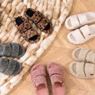 EverFoams Womens Fuzzy Open-toe Slippers Soft Comfy Memory Foam Indoor House Shoes Matt Black,7-8 US - Image 6