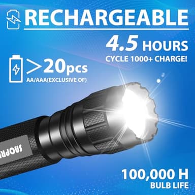 SAOPRKLER Tactical Flashlights High Lumens-1200 LM Police Flashlight with Holster for Duty Belt,Single Mode LED Flashlight for Camping/Law Enforcement-Sentinel-X1 - Image 9