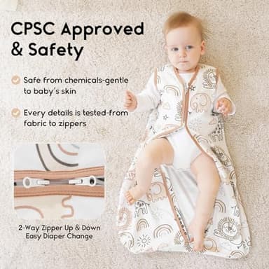 Yoofoss Baby Sleep Sack 6-12 Months 0.5 Tog Wearable Blanket for Baby, 3 Pack 100% Organic Cotton Infant Toddler Sleeping Sack 2-Way Zipper Lightweight Sleep Sack - Image 4