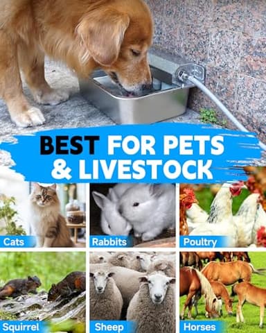 PETIMI Automatic Dog Water Dispenser, 2 Gallons 304 Stainless Steel Dog Water Bowl for Indoor/Outdoor, Large Water Bowl for Pets & Livestock, Anti Tip, Wide Mouth, Water Auto Fill, Fit GHT 3/4" Faucet - Image 6